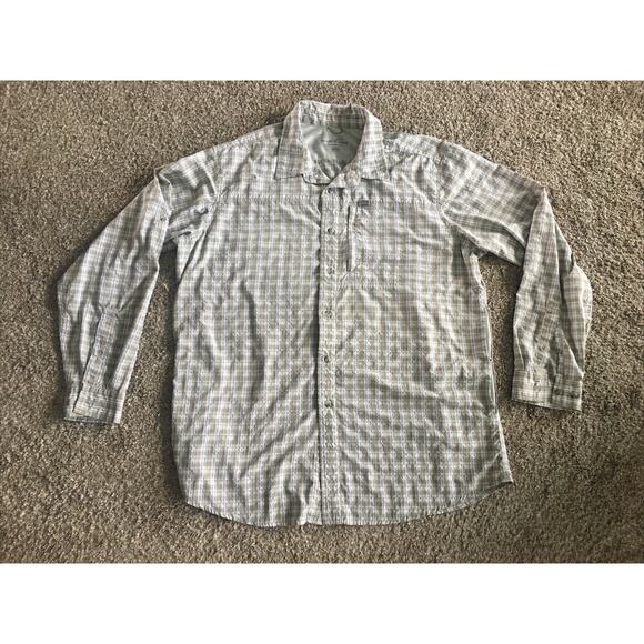 Eddie Bauer Vented Relaxed Fit Plaid Long Sleeve Button Up Shirt Dri Fit XL Tall - Picture 1 of 9
